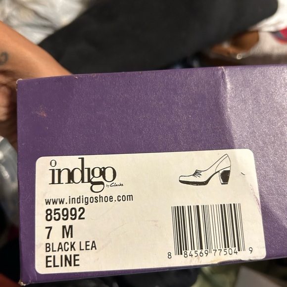 Clarks- Black 7 Medium Ladies Indigo Leather Slip on Bootie / Pump / Heels - Picture 6 of 6